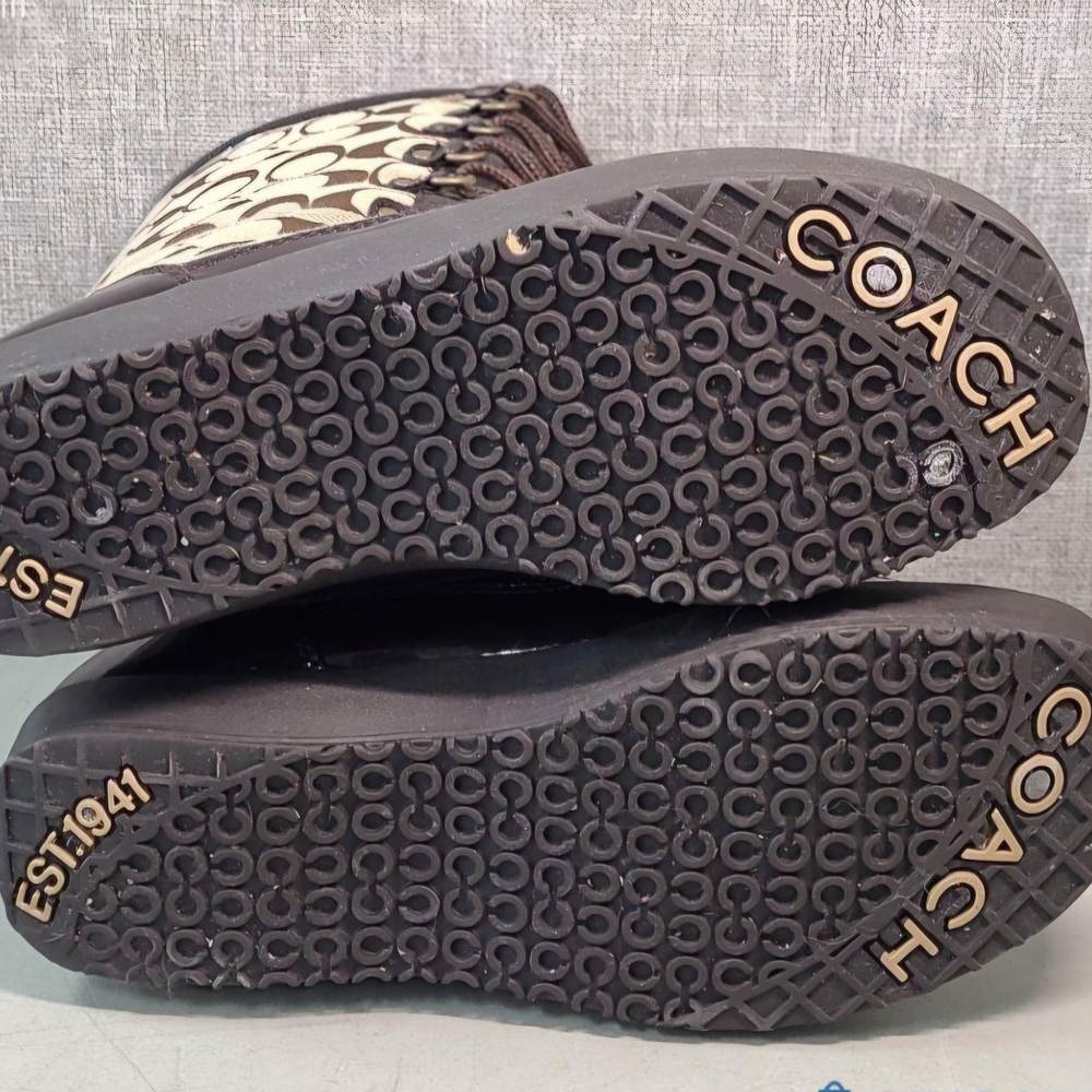 COACH Women’s Signature Logo Lace-Up Winter Boots in Brown - Picture 5 of 7